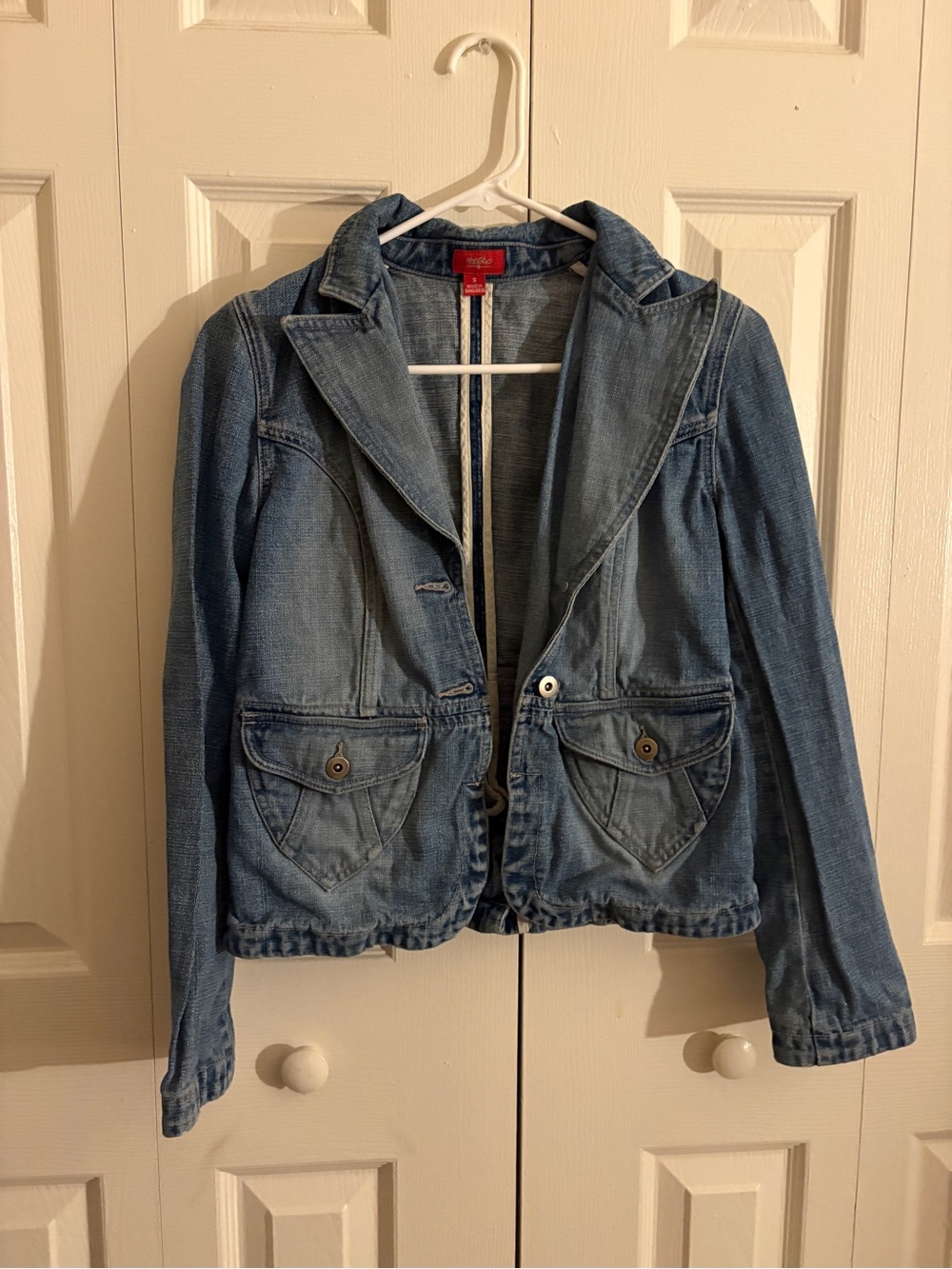 Indigo Faded Blue Denim Blazer Jacket